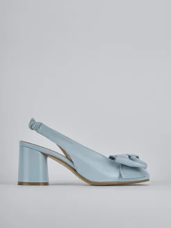 Slingback tacco 8cm pelle azzurro