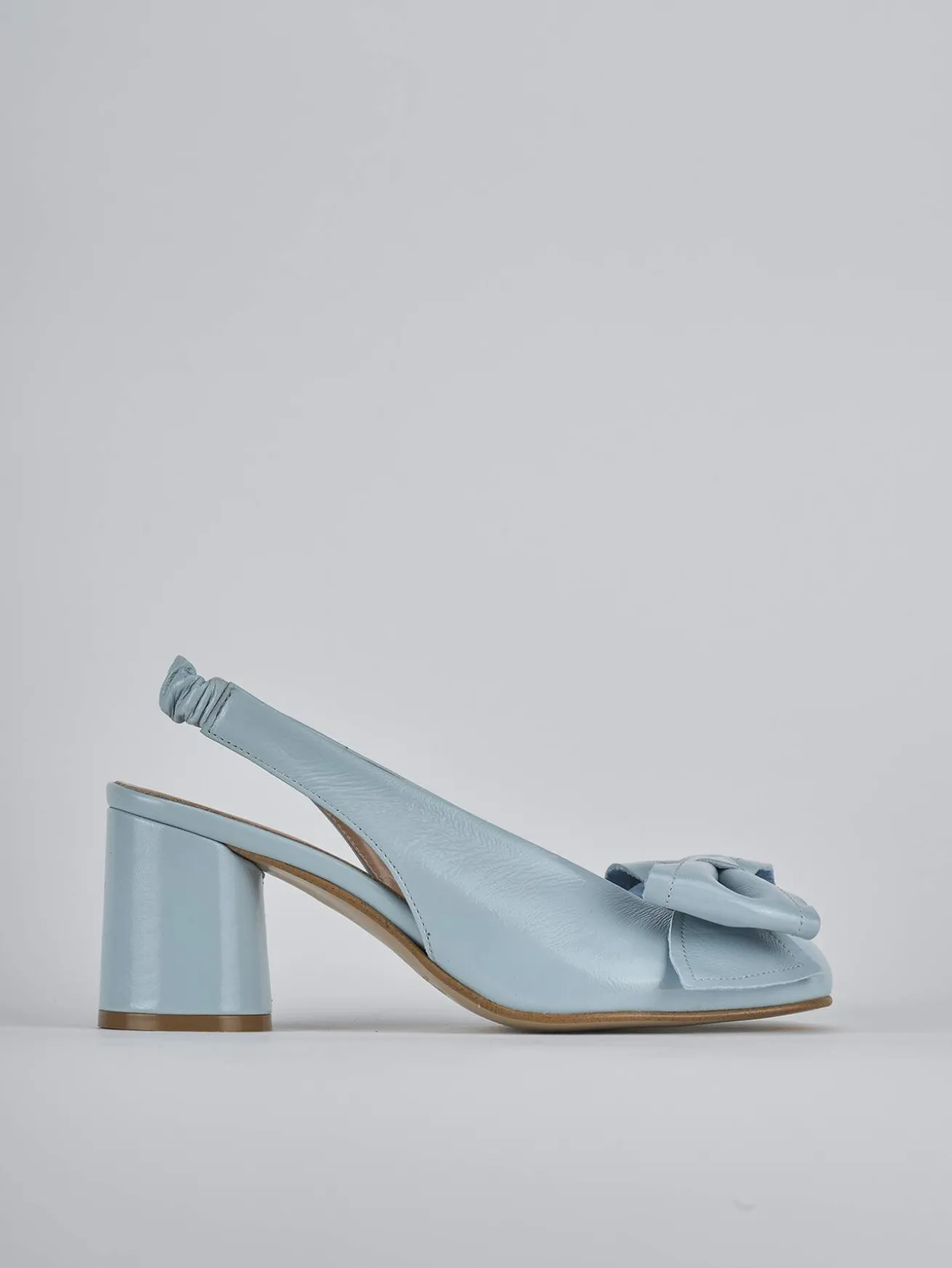 Slingback tacco 8cm pelle azzurro