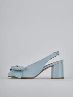 Slingback tacco 8cm pelle azzurro