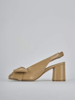 Slingback tacco 8cm pelle marrone