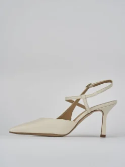 Slingback tacco 7cm pelle bianco