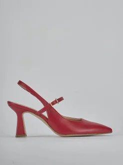 Slingback tacco 7cm pelle rosso