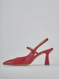 Slingback tacco 7cm pelle rosso