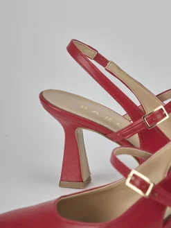 Slingback tacco 7cm pelle rosso