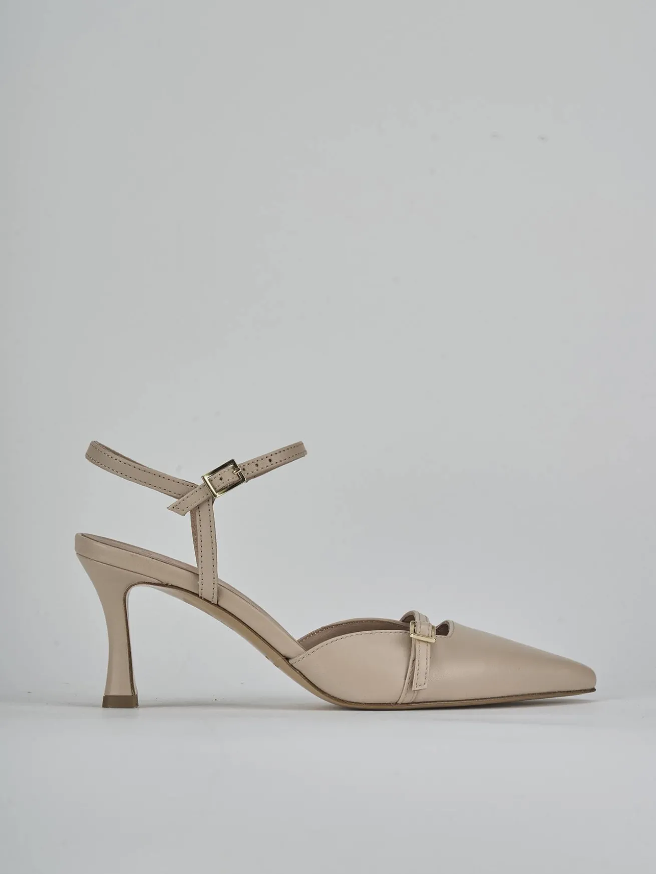 Slingback tacco 8cm pelle beige