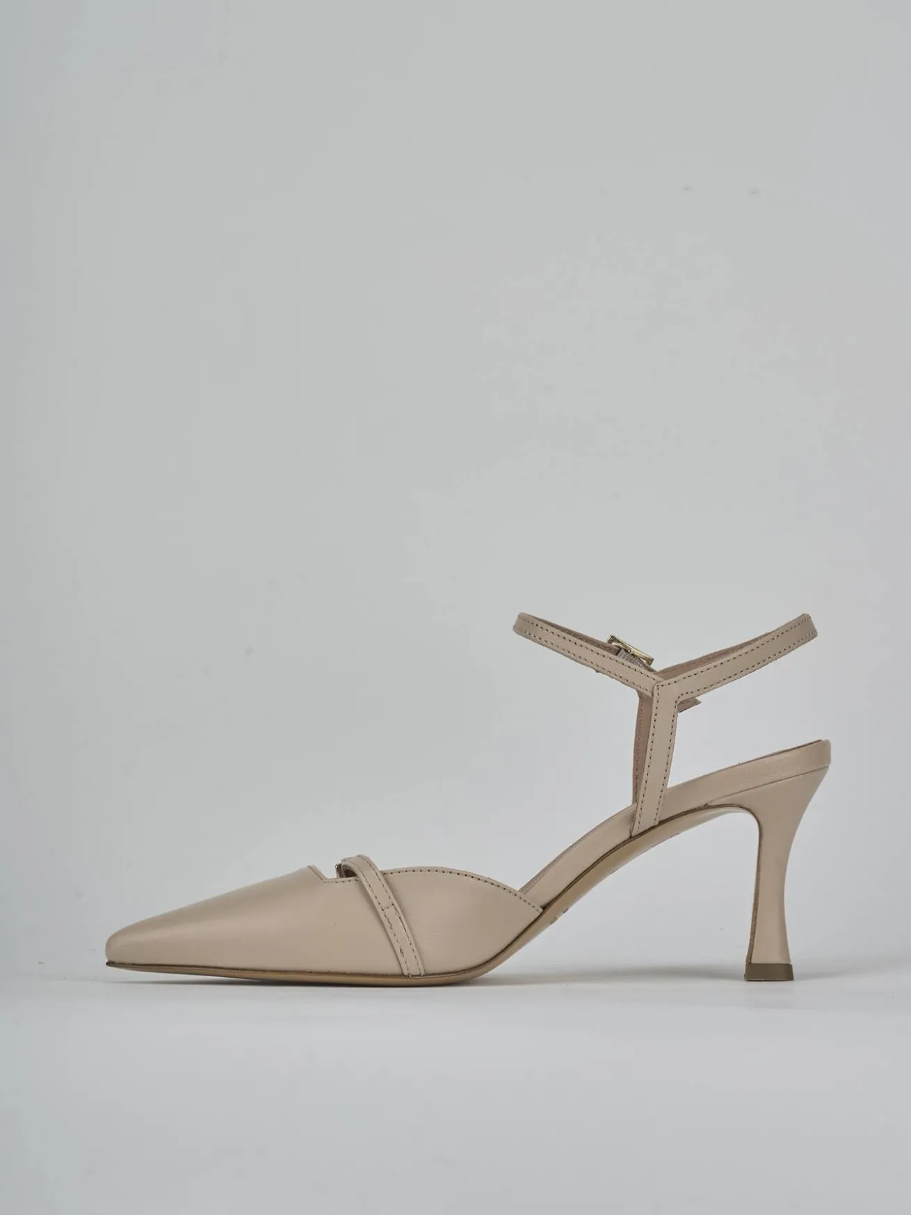 Slingback tacco 8cm pelle beige