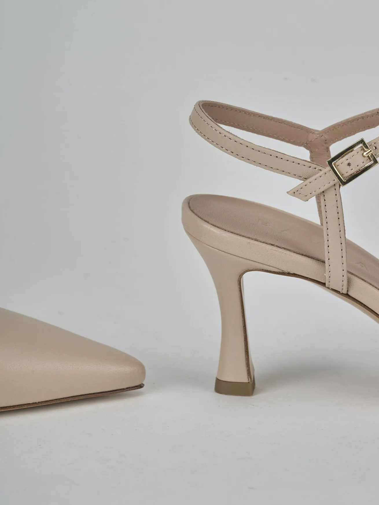 Slingback tacco 8cm pelle beige