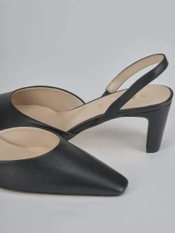 Slingback tacco 6cm pelle nero