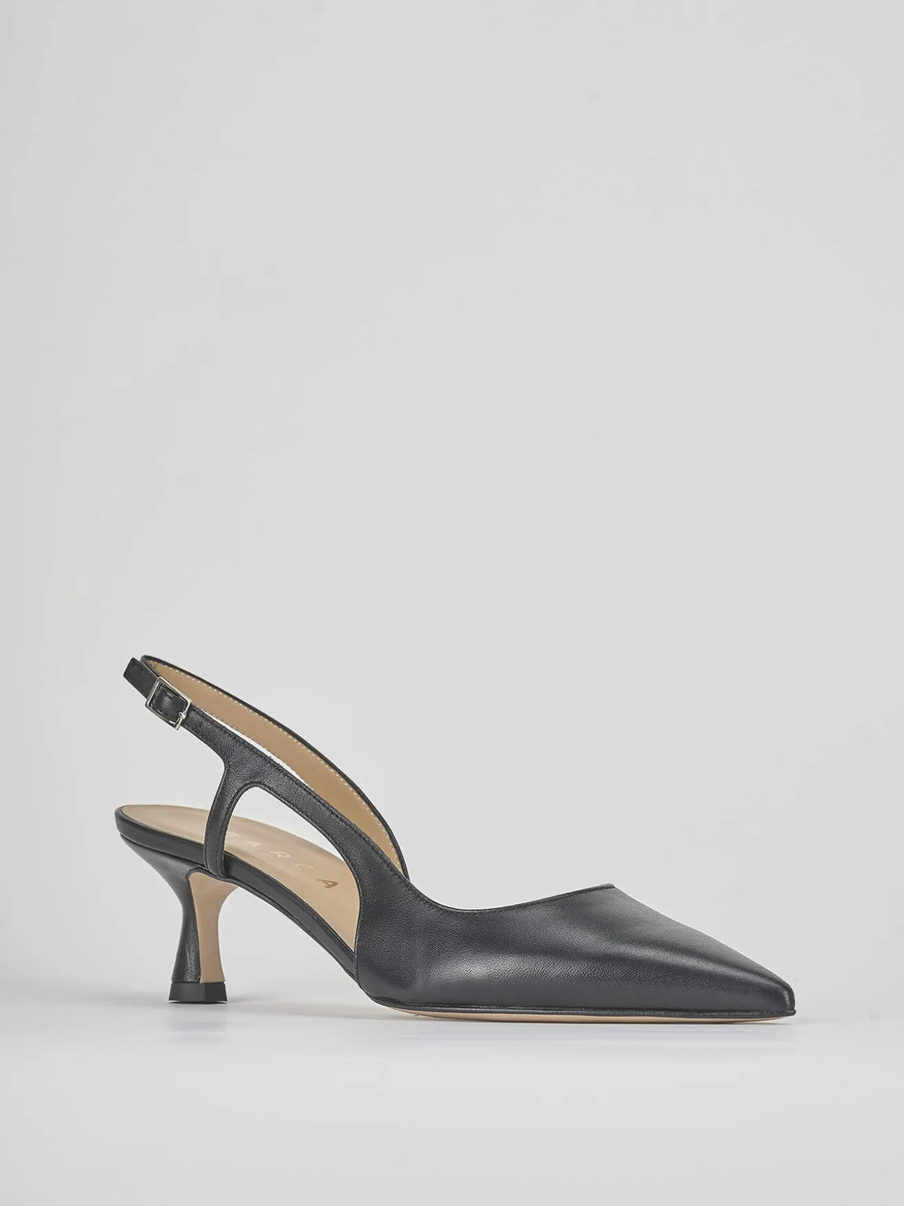 Slingback tacco 6cm pelle nero