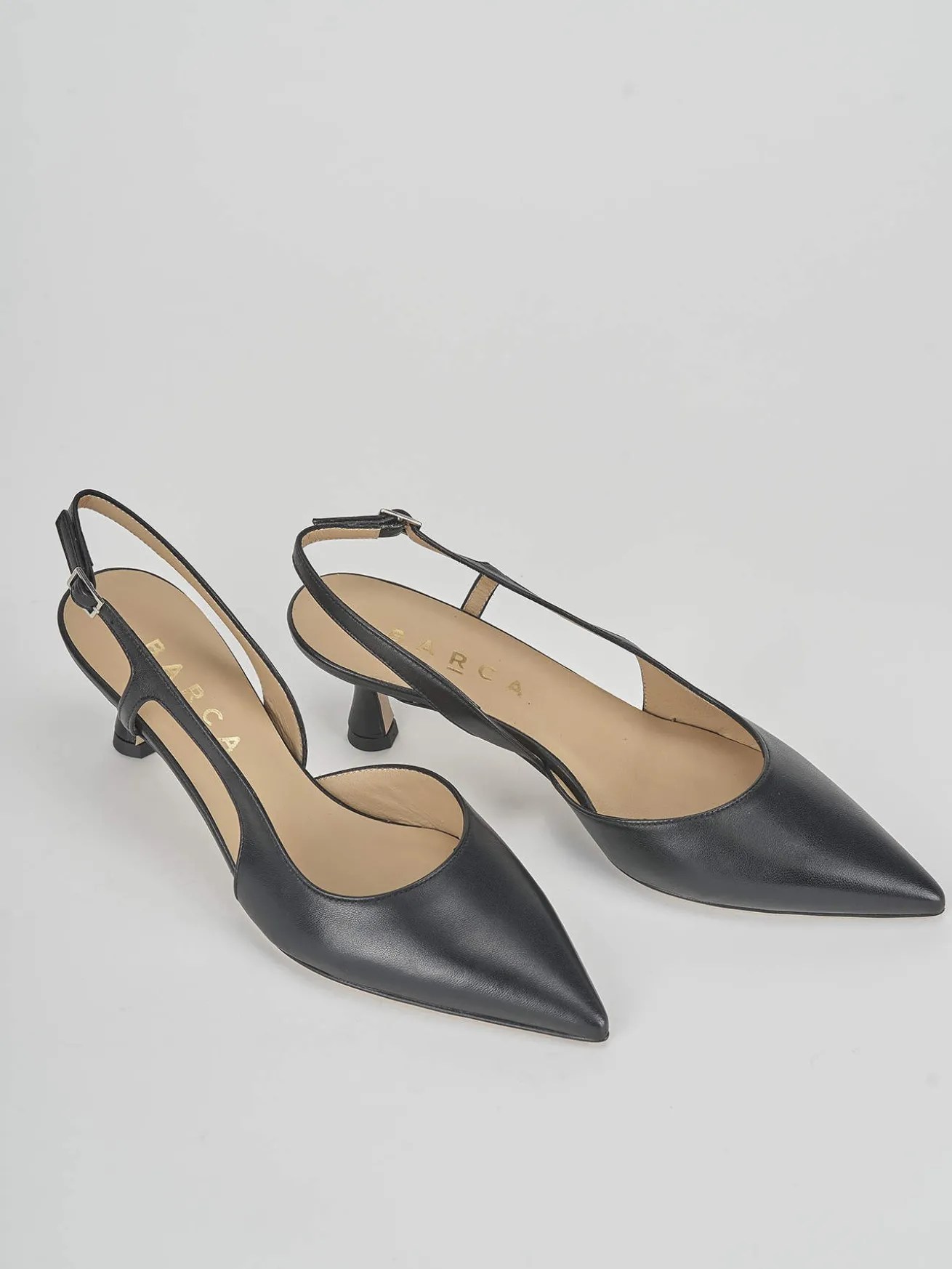 Slingback tacco 6cm pelle nero