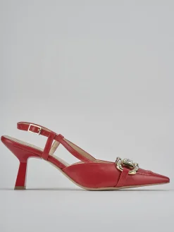 Slingback tacco 7cm pelle rosso