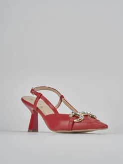Slingback tacco 7cm pelle rosso