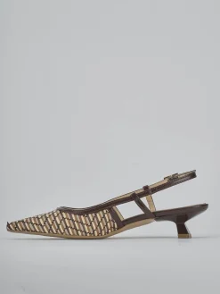 Slingback tacco 4cm pelle marrone