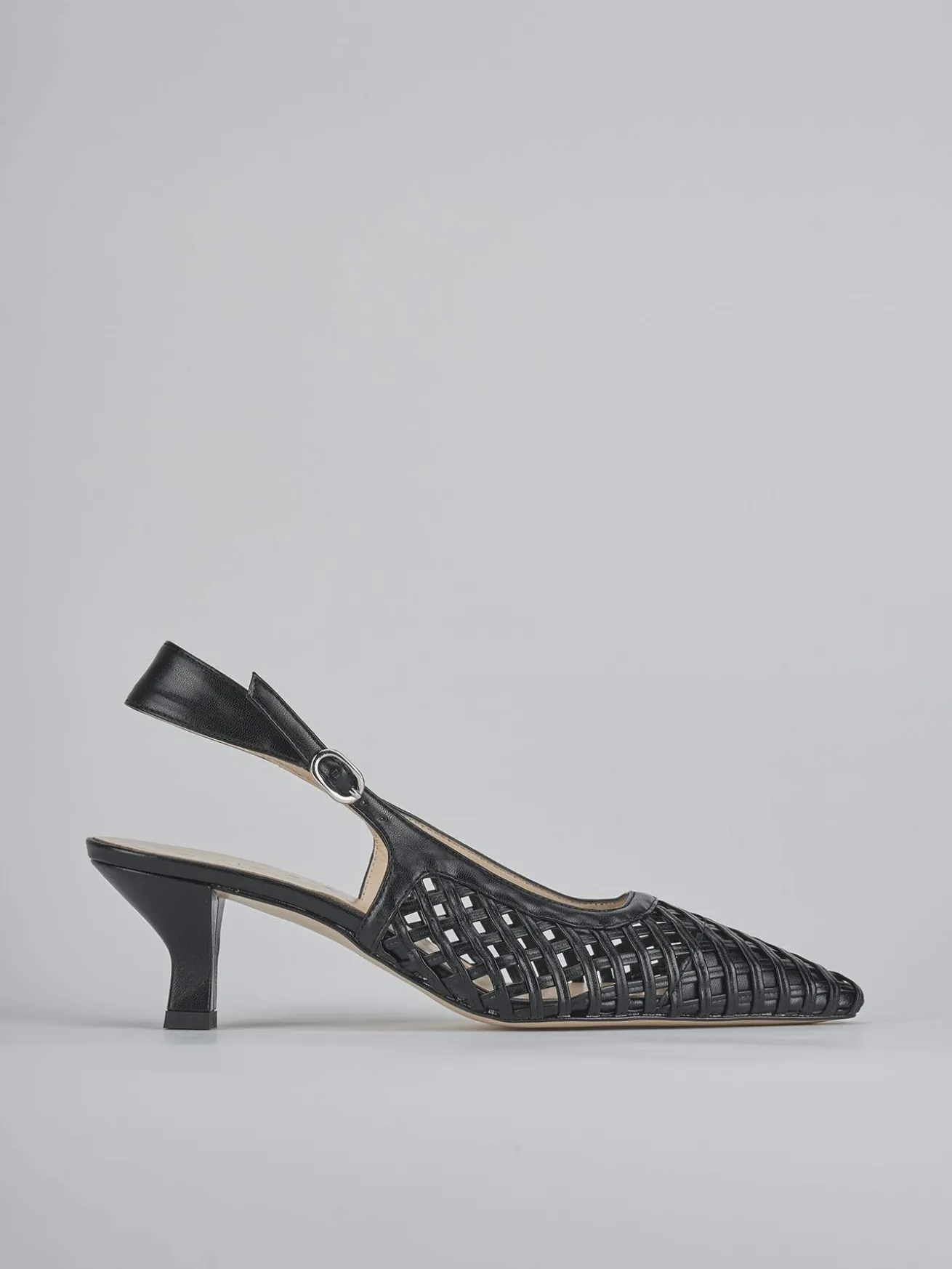 Slingback tacco 6cm pelle nero