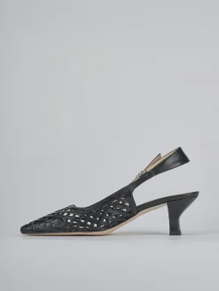 Slingback tacco 6cm pelle nero