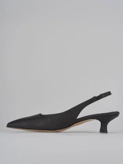 Slingback tacco 4cm pelle nero