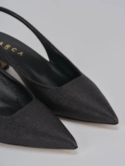 Slingback tacco 4cm pelle nero