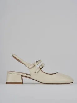 Slingback tacco 4cm pelle bianco