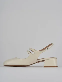 Slingback tacco 4cm pelle bianco