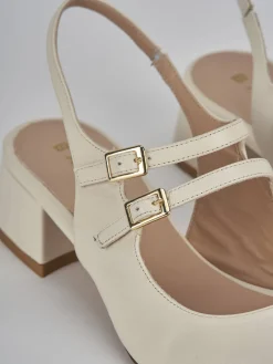 Slingback tacco 4cm pelle bianco