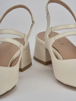 Slingback tacco 4cm pelle bianco