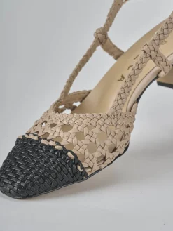 Slingback tacco 6cm pelle beige