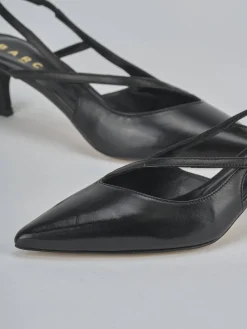 Slingback tacco 5cm pelle nero