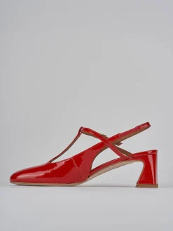 Slingback tacco 5cm pelle rosso