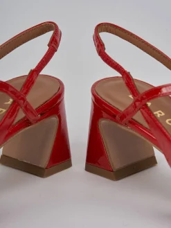 Slingback tacco 5cm pelle rosso