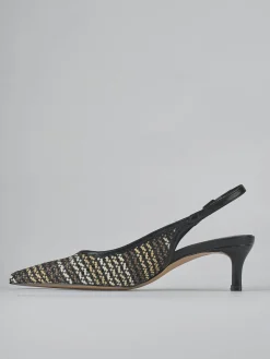 Slingback tacco 5cm pelle nero