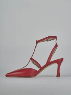 Slingback tacco 8cm pelle rosso