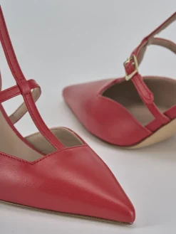 Slingback tacco 8cm pelle rosso