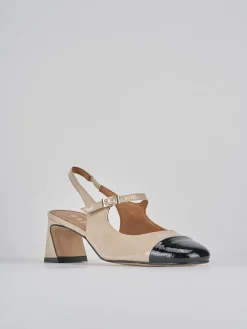 Slingback tacco 5cm pelle beige