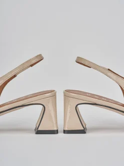Slingback tacco 5cm pelle beige