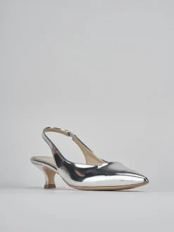 Slingback tacco 3cm pelle argento