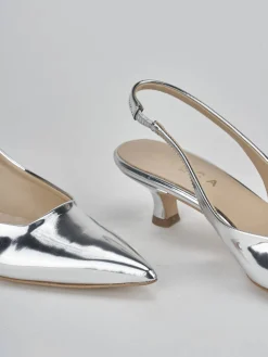 Slingback tacco 3cm pelle argento
