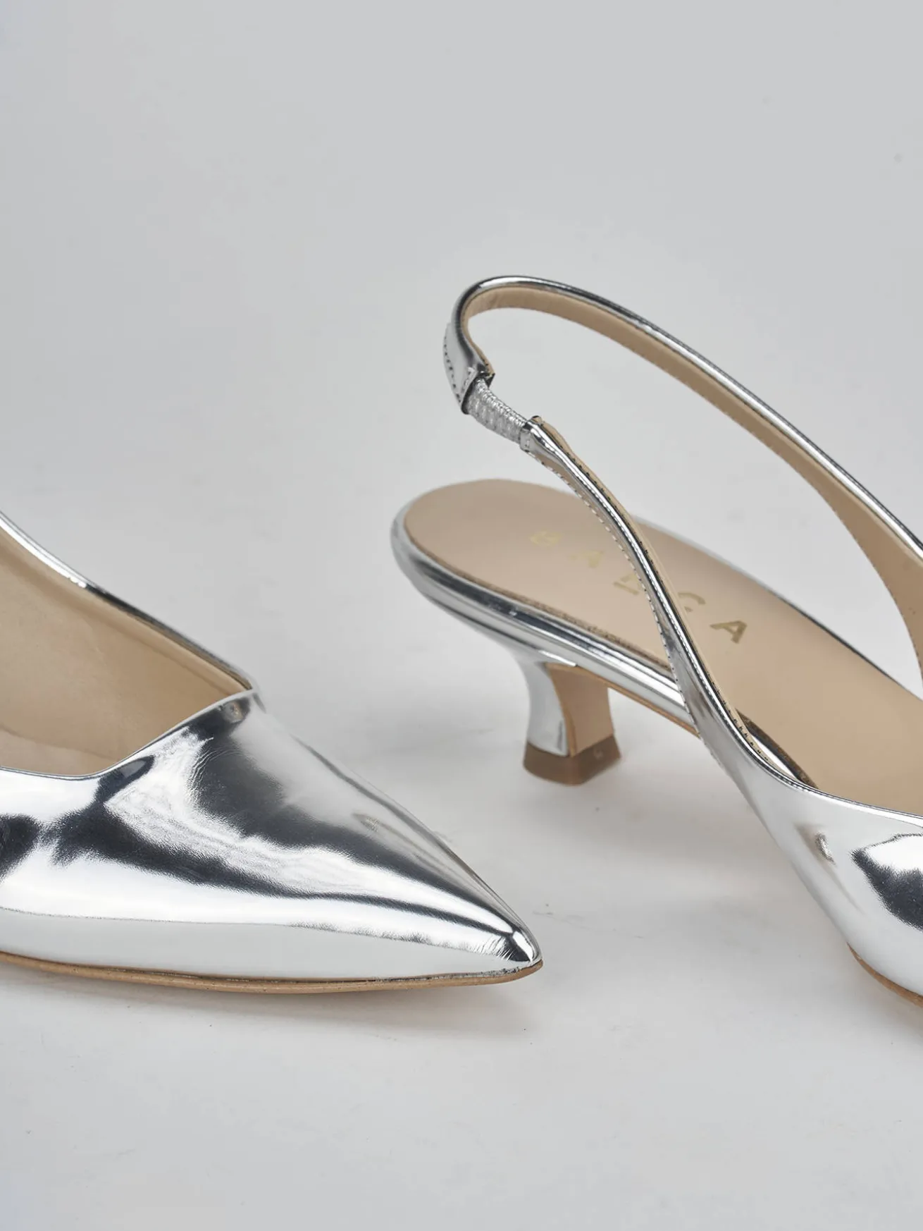 Slingback tacco 3cm pelle argento