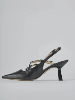 Slingback tacco 7cm pelle nero