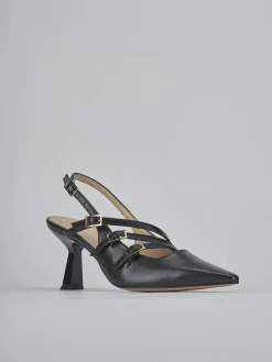 Slingback tacco 7cm pelle nero