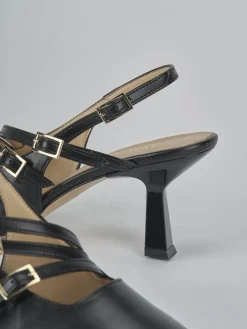 Slingback tacco 7cm pelle nero
