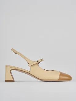 Slingback tacco 5cm pelle marrone