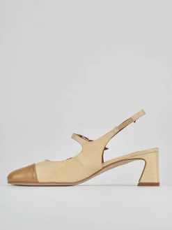 Slingback tacco 5cm pelle marrone