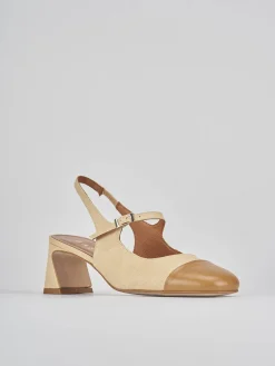 Slingback tacco 5cm pelle marrone