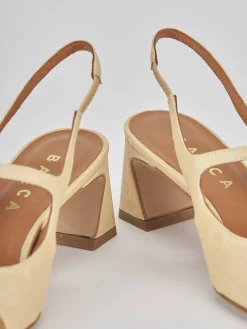 Slingback tacco 5cm pelle marrone