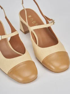 Slingback tacco 5cm pelle marrone