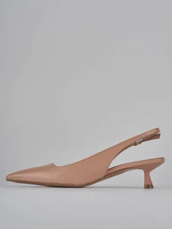 Slingback tacco 5cm pelle rosa