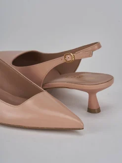 Slingback tacco 5cm pelle rosa