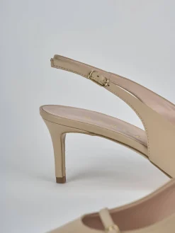 Slingback tacco 7cm pelle marrone