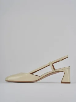 Slingback tacco 5cm pelle beige