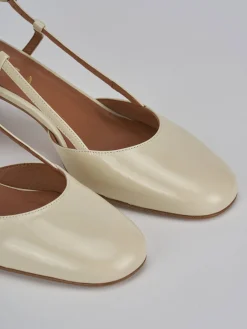 Slingback tacco 5cm pelle beige